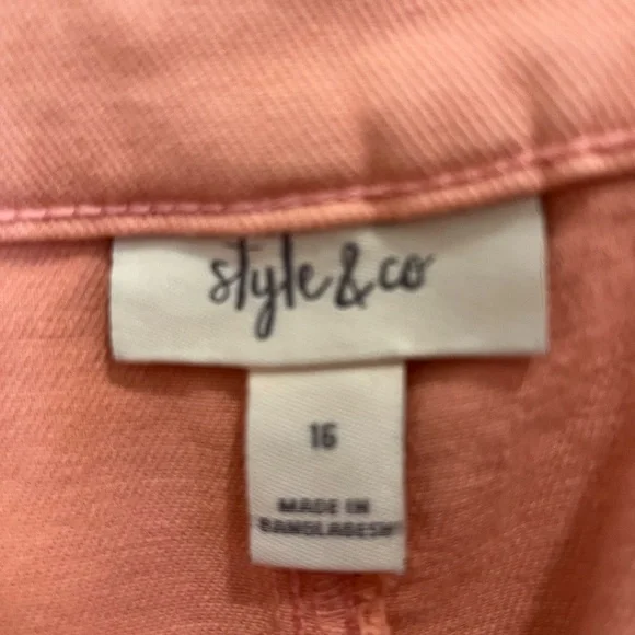 STYLE & Co Hi Rise Straight Leg Coral Carpenter Pants Size 16 - Picture 4 of 4